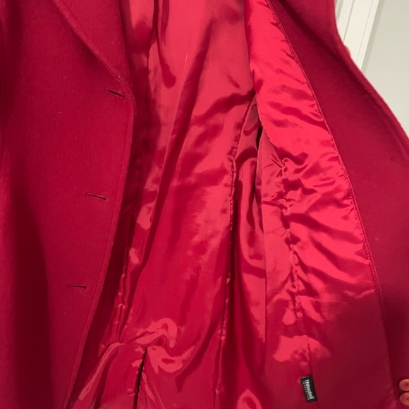 Vintage LL Bean Pea Overcoat Womens Red Lambswool - Picture 3 of 4